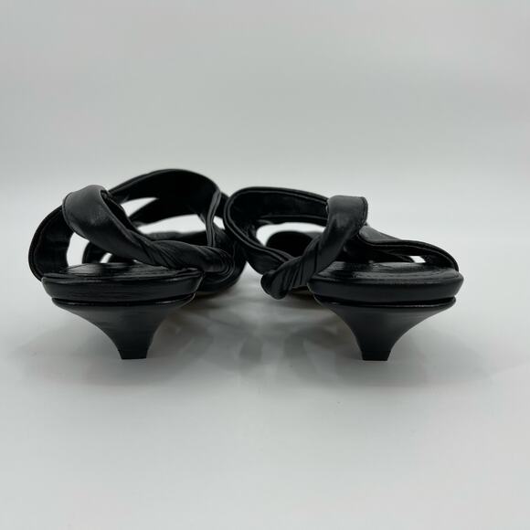 Bottega Veneta | BV Point Leather Slingback Sandals Black Crinkle Finish 39 / 9 - Picture 6 of 15